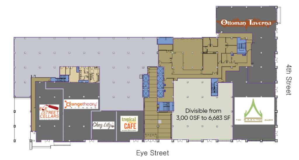 425 eye street floor plan for restaurant space available for lease in mount vernon triangle dc