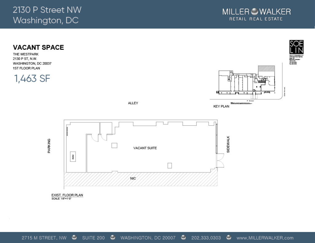 Restaurant and Retail Space for Lease DC - 2130 P Street - Dupont Circle restaurant space for lease FLoor Plan