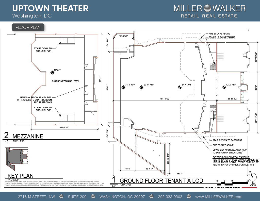 retail space for lease near washington dc - uptown theater Woodley park - floor plans