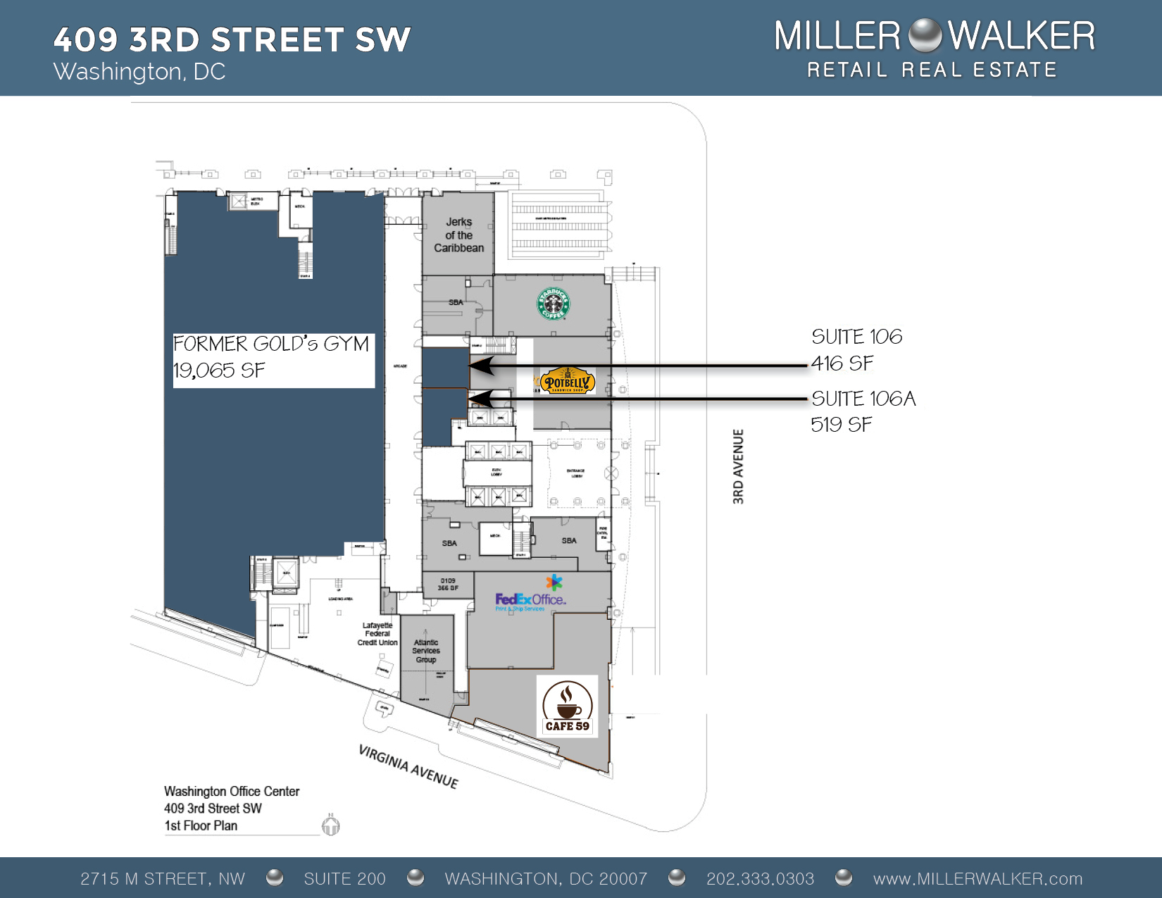 Restaurant and Retail Space for Lease DC - 409 3rd street sw space for lease retail map
