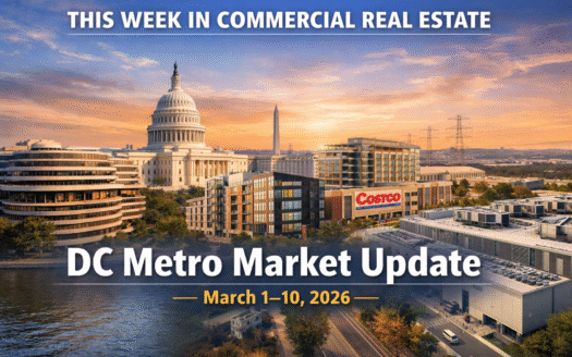 DC Metro commercial real estate market update showing Washington DC skyline and mixed-use development trends in March 2026