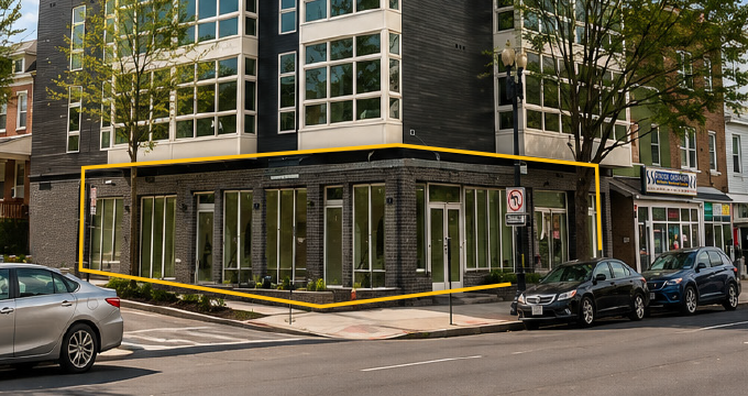 Exterior view of the retail space at 3557 Georgia Avenue NW in Washington, DC available for lease
