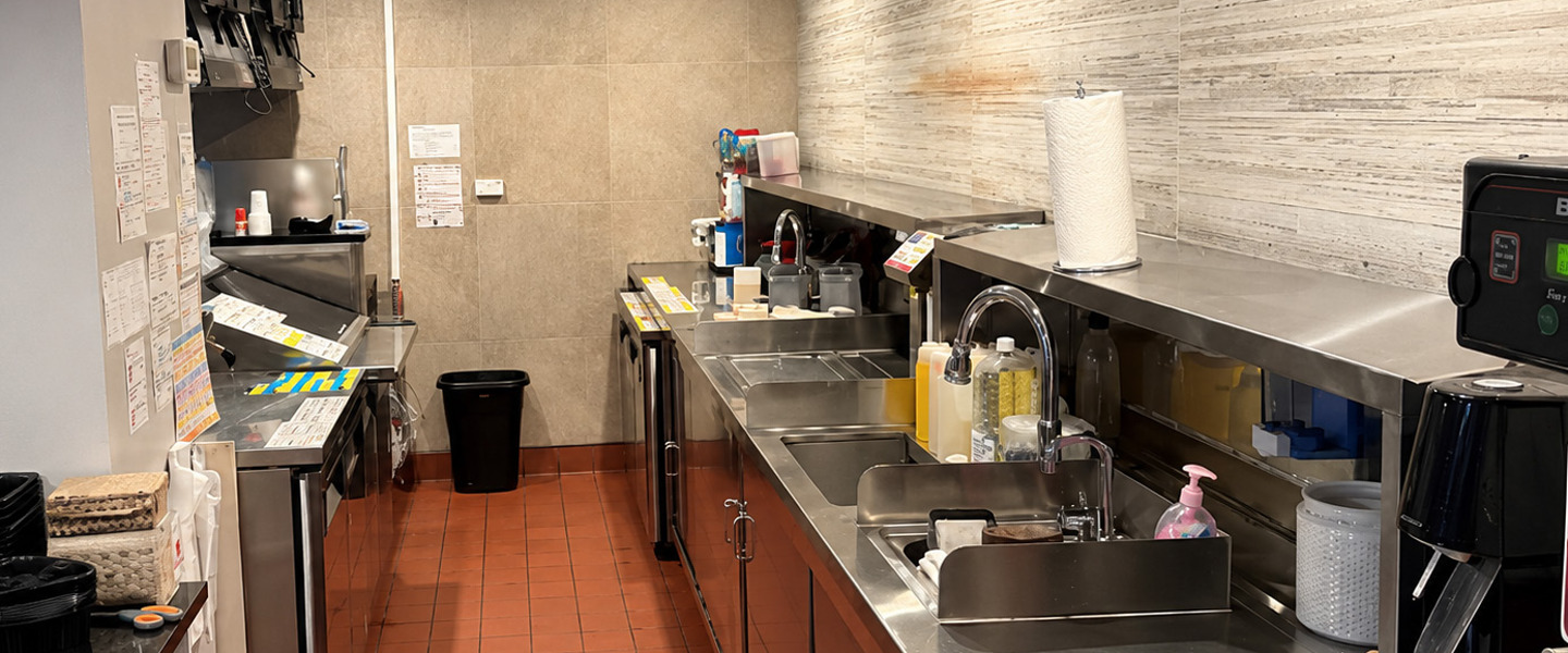 Commercial kitchen in the second-generation café space at 1901 Pennsylvania Avenue NW