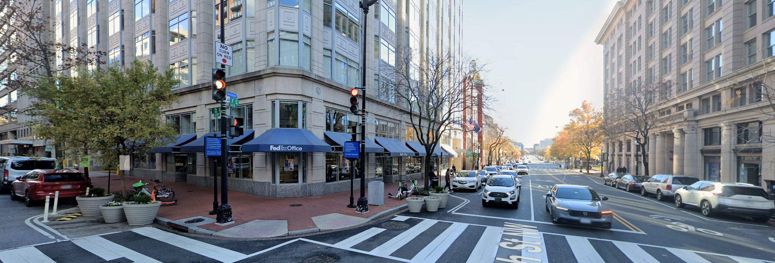 Corner view of Liberty Place at 325 7th Street NW in Washington, DC, offering 2,019 SF of commercial space for lease.
